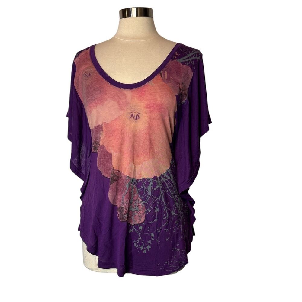Vintage Y2K Free People Floral Butterfly Sleeve Boho Tunic Top